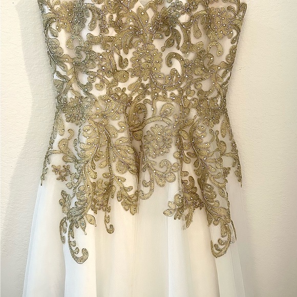 Beautiful Gold and White Prom or Formal Dress - Picture 1 of 6